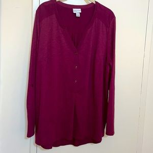 Ava & Viv Maroon Long Sleeve Casual Top